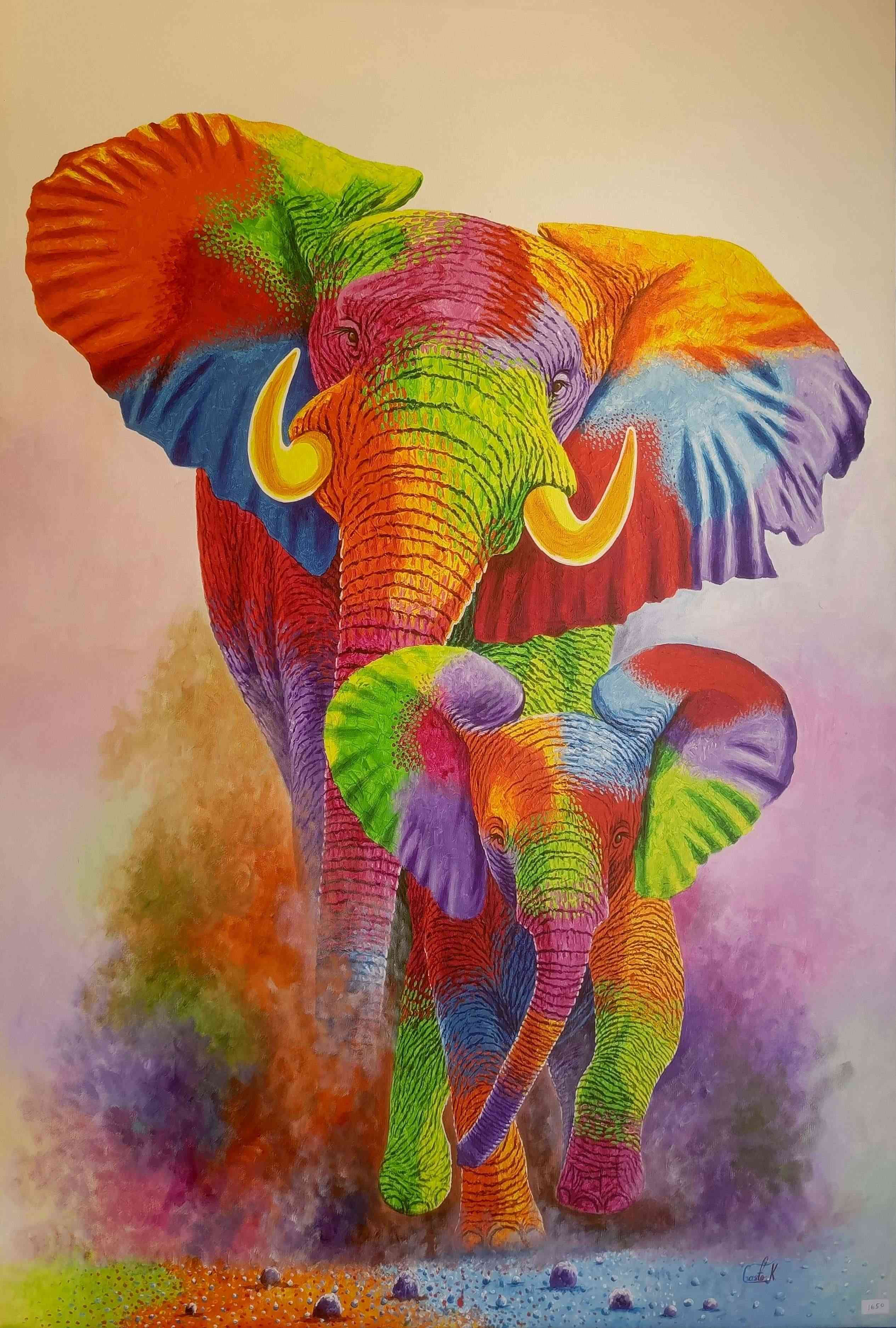 Mummy and baby elephant